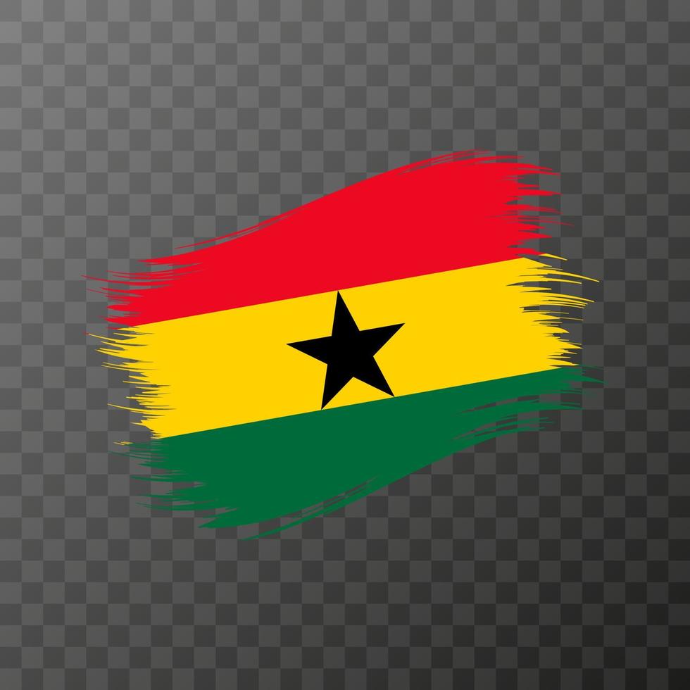 Ghana national flag. Grunge brush stroke. Vector illustration on transparent background.