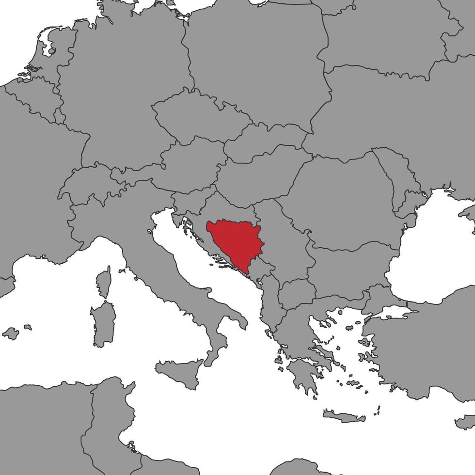 Bosnia and Herzegovina on world map. Vector illustration.