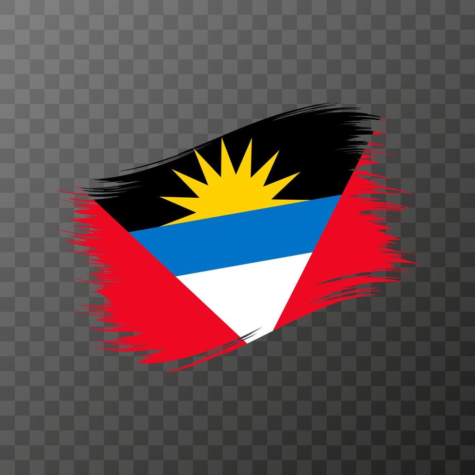 Antigua and Barbuda national flag. Grunge brush stroke. Vector illustration on transparent background.