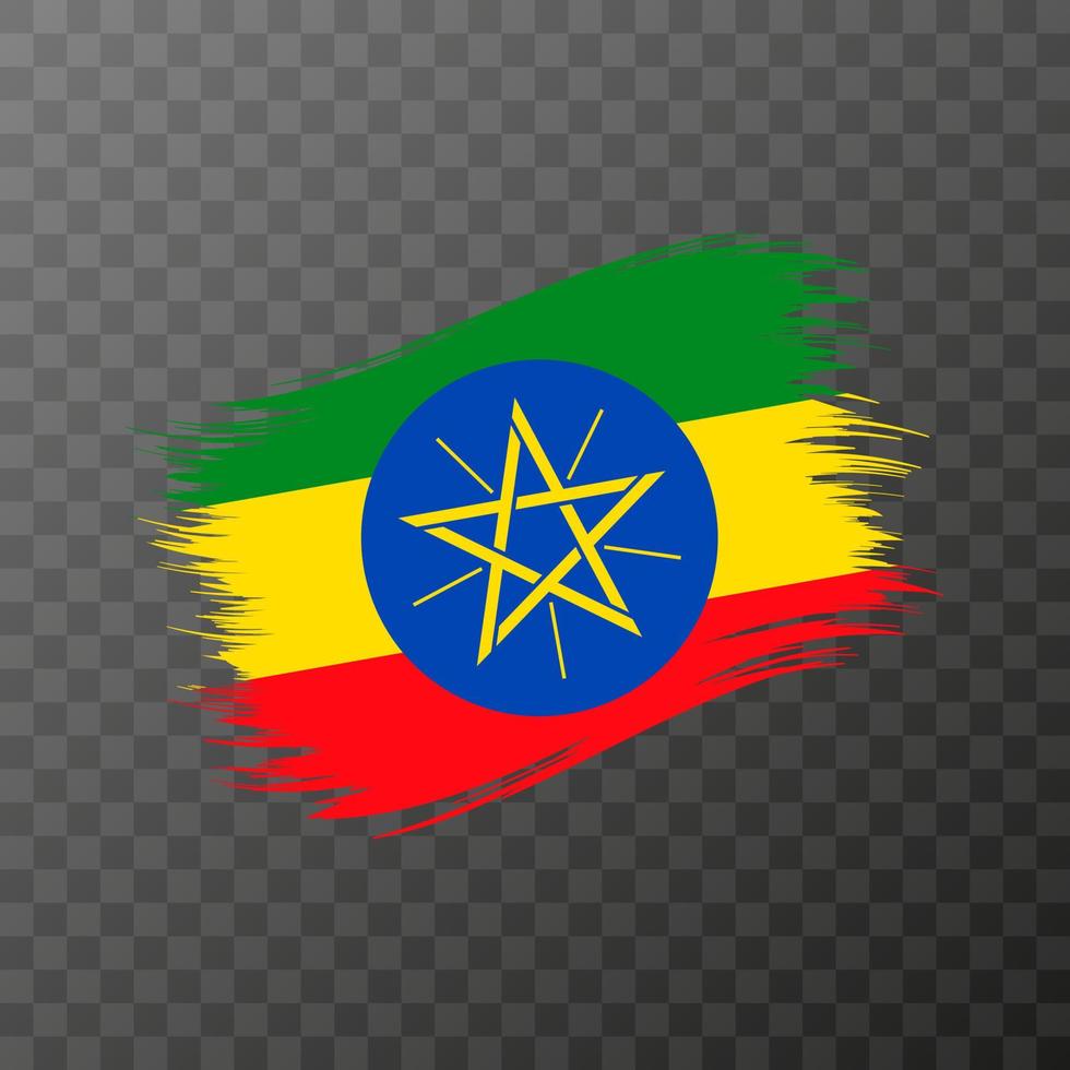 Ethiopia national flag. Grunge brush stroke. Vector illustration on transparent background.