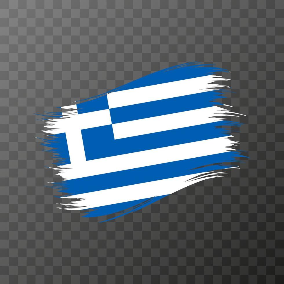 Greece national flag. Grunge brush stroke. Vector illustration on transparent background.