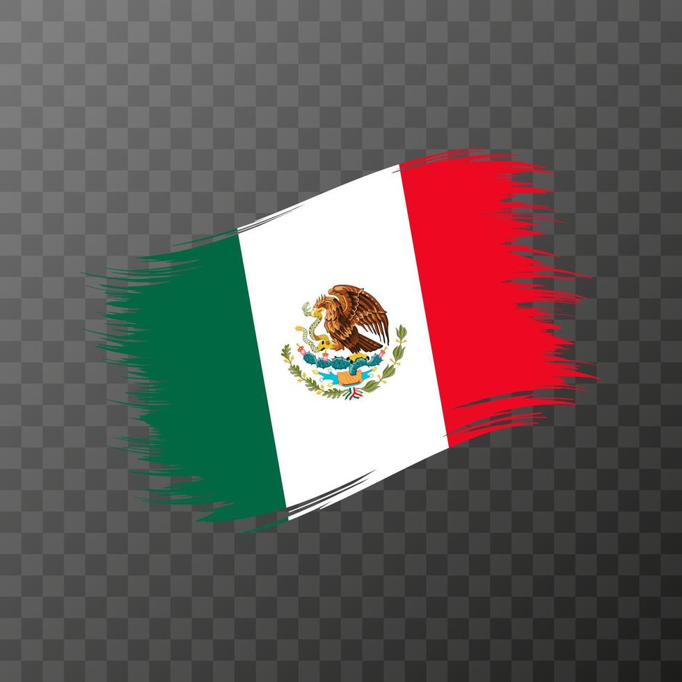 Mexico national flag. Grunge brush stroke. Vector illustration on transparent background.