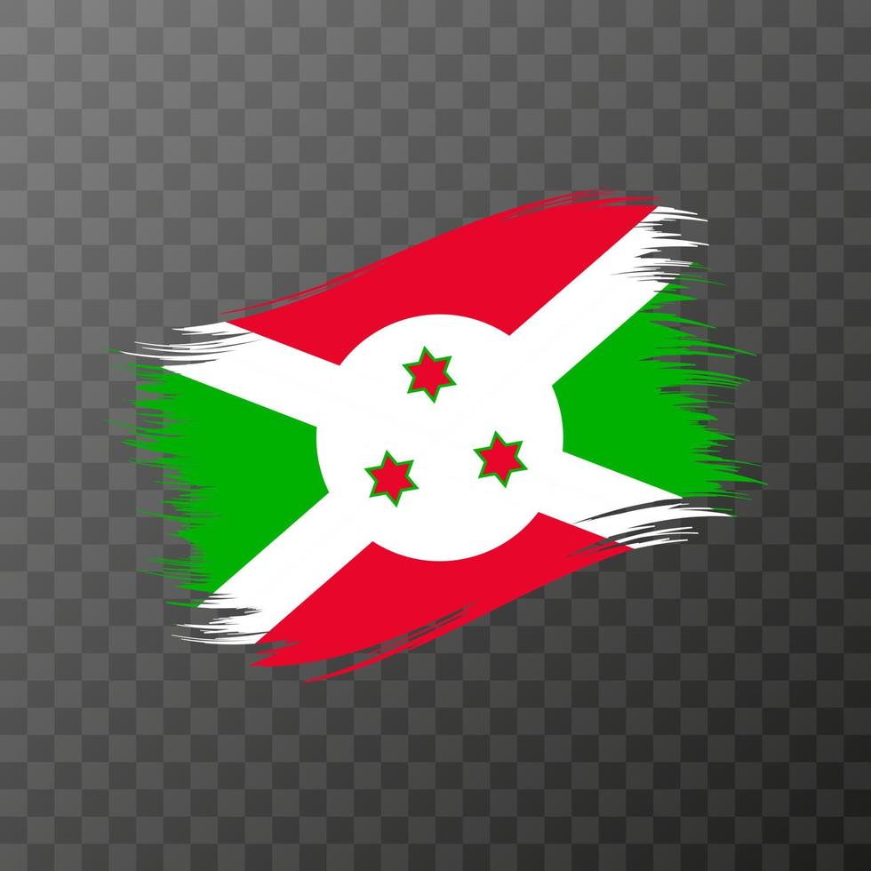 Burundi national flag. Grunge brush stroke. Vector illustration on transparent background.