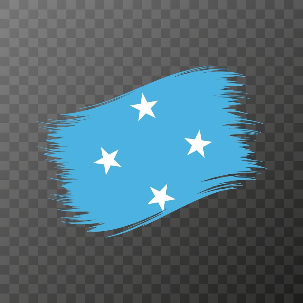 Micronesia national flag. Grunge brush stroke. Vector illustration on transparent background.