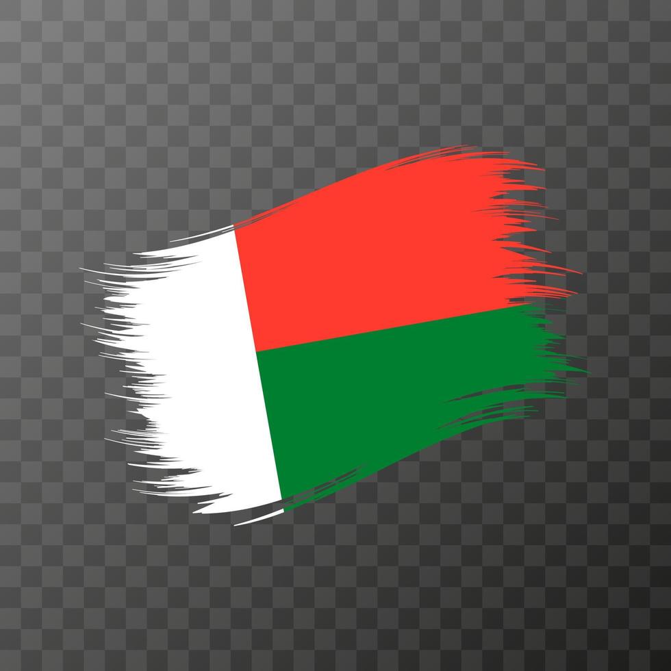 Madagascar national flag. Grunge brush stroke. Vector illustration on transparent background.