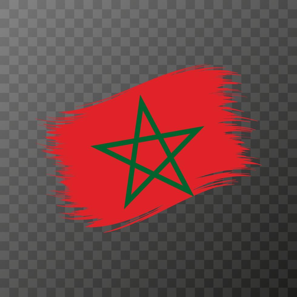 Morocco national flag. Grunge brush stroke. Vector illustration on transparent background.