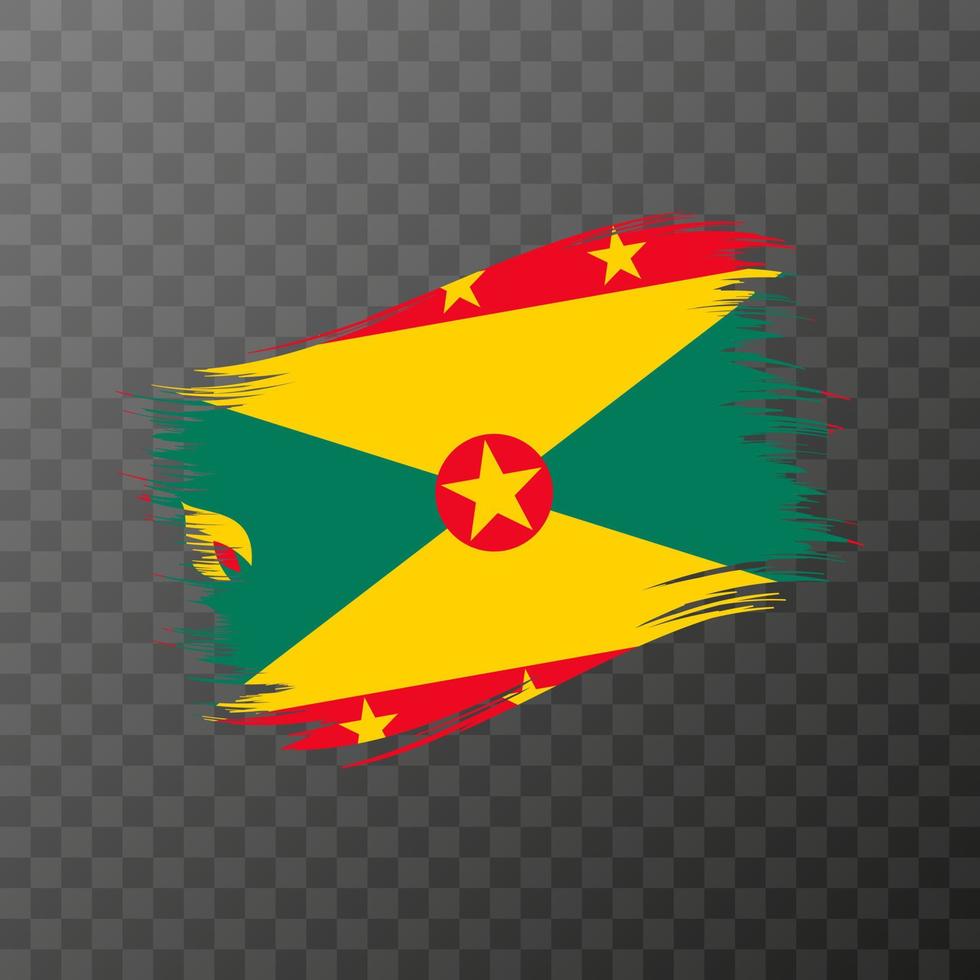 Grenada national flag. Grunge brush stroke. Vector illustration on transparent background.