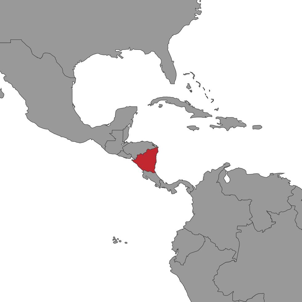 Nicaragua on world map. Vector illustration.