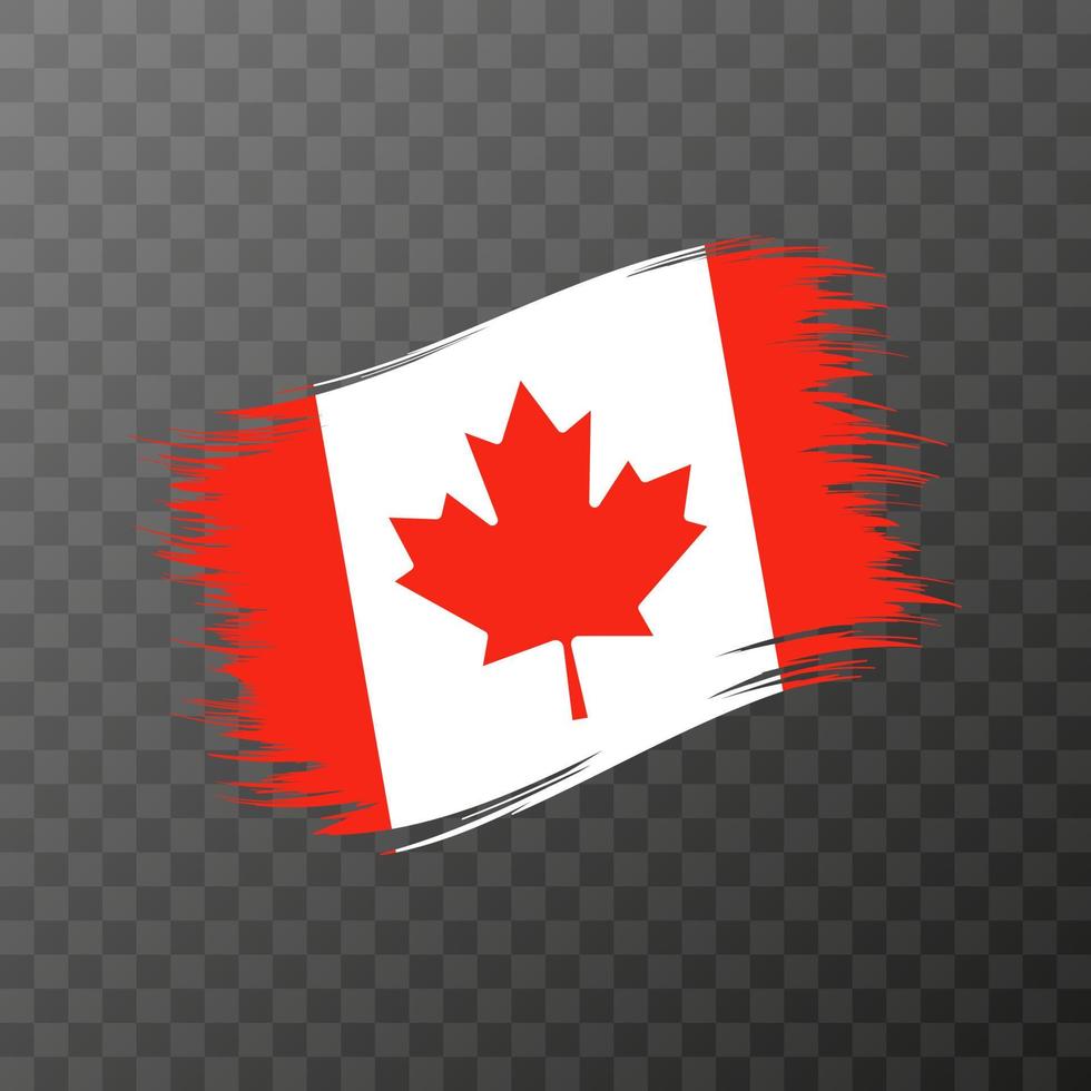 Canada national flag. Grunge brush stroke. Vector illustration on transparent background.