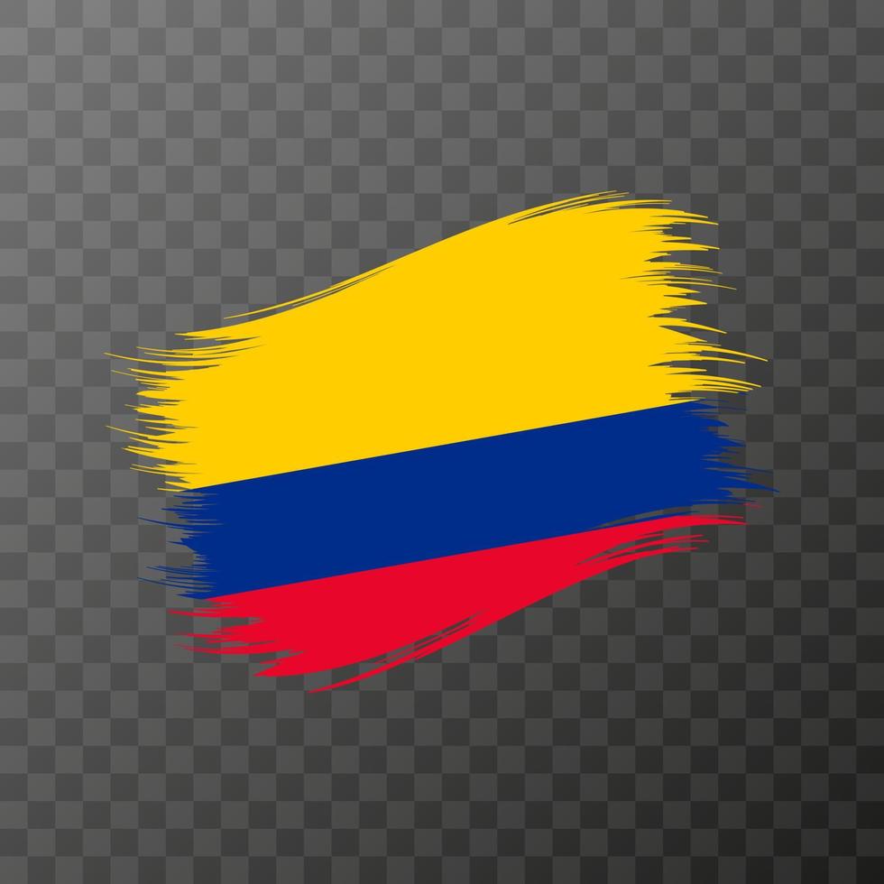 Colombia national flag. Grunge brush stroke. Vector illustration on transparent background.