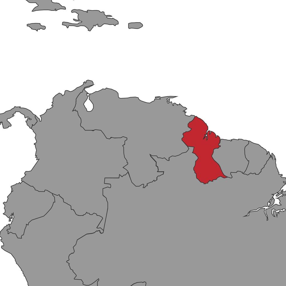 Guyana on world map. Vector illustration.