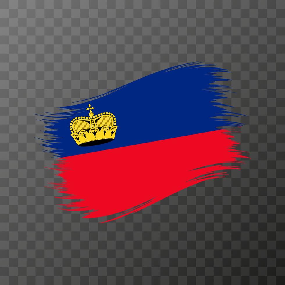 Liechtenstein national flag. Grunge brush stroke. Vector illustration on transparent background.