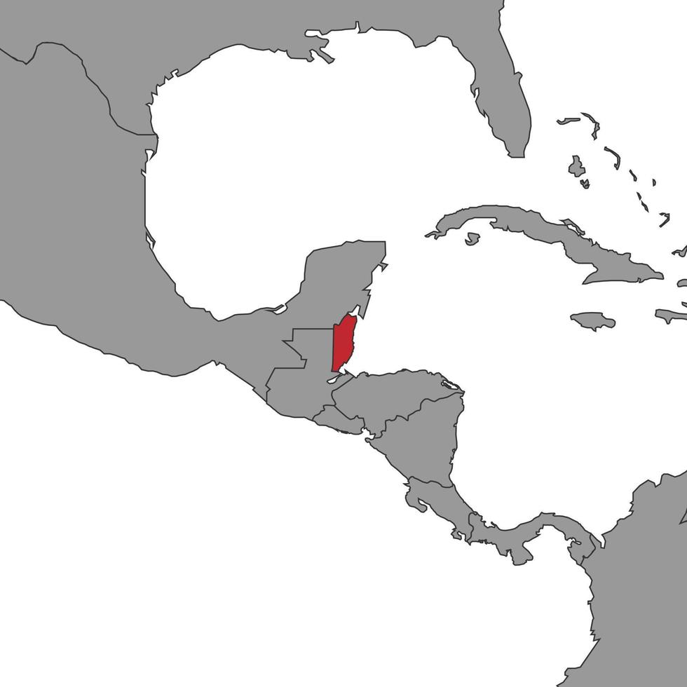 Belize on world map. Vector illustration.