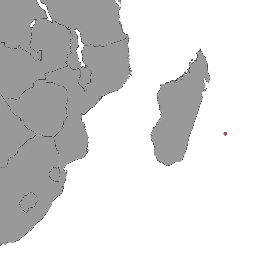 Mauritius on world map. Vector illustration.