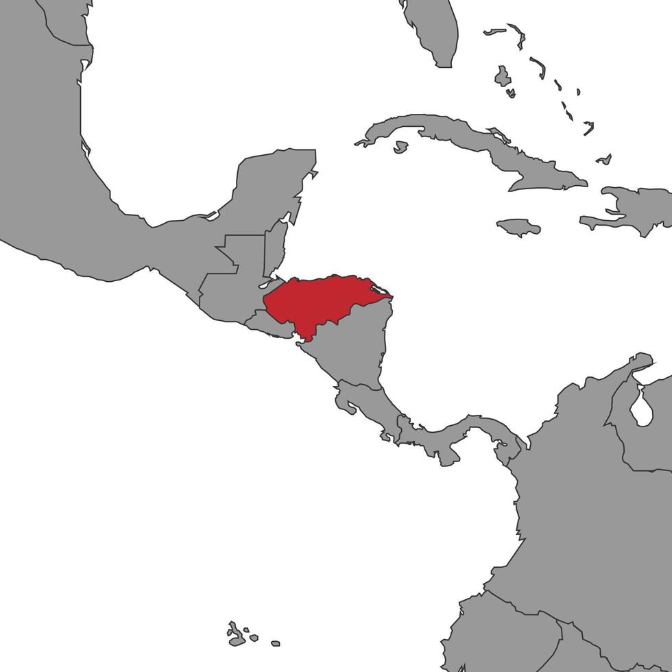 Honduras on world map. Vector illustration.