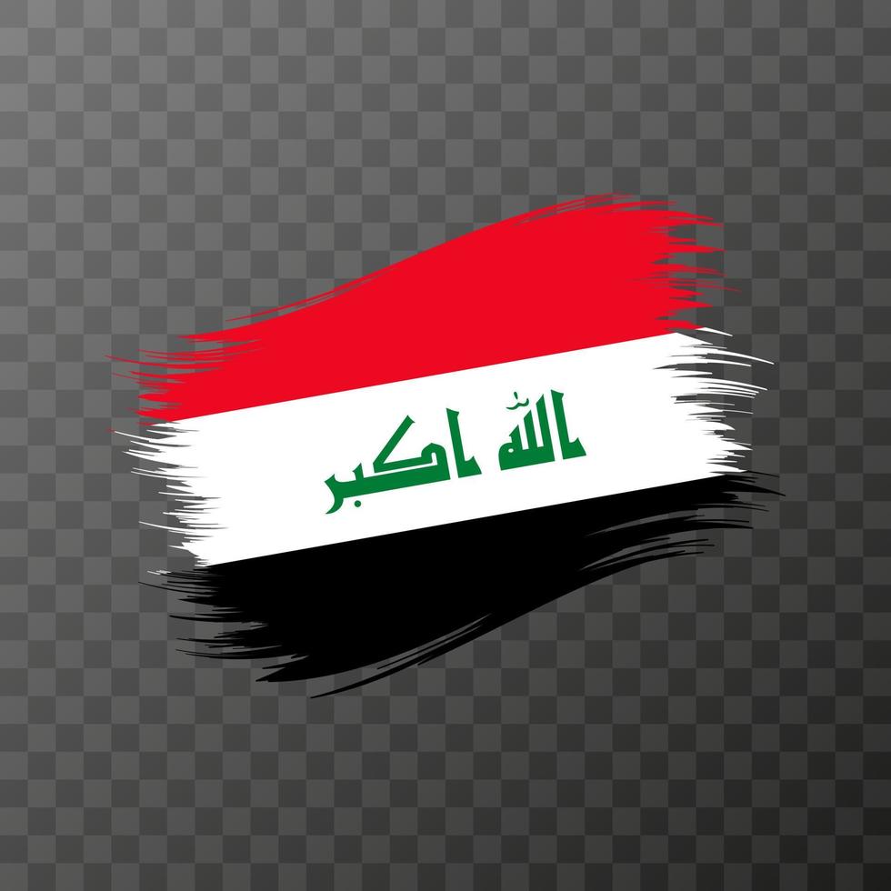 Iraq national flag. Grunge brush stroke. Vector illustration on transparent background.