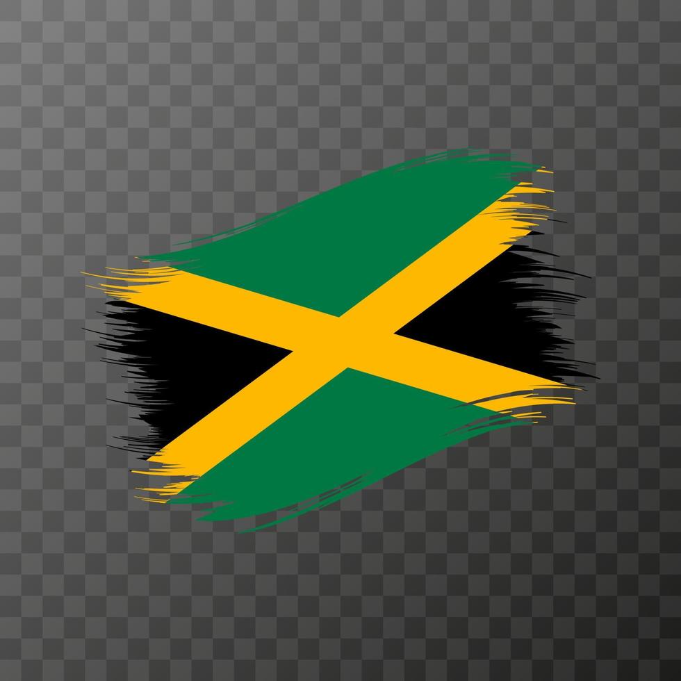 Jamaica national flag. Grunge brush stroke. Vector illustration on transparent background.