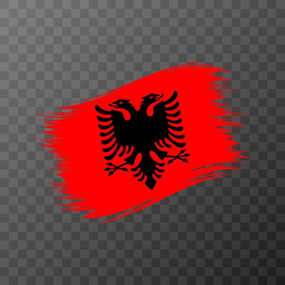 Albania national flag. Grunge brush stroke. Vector illustration on transparent background.