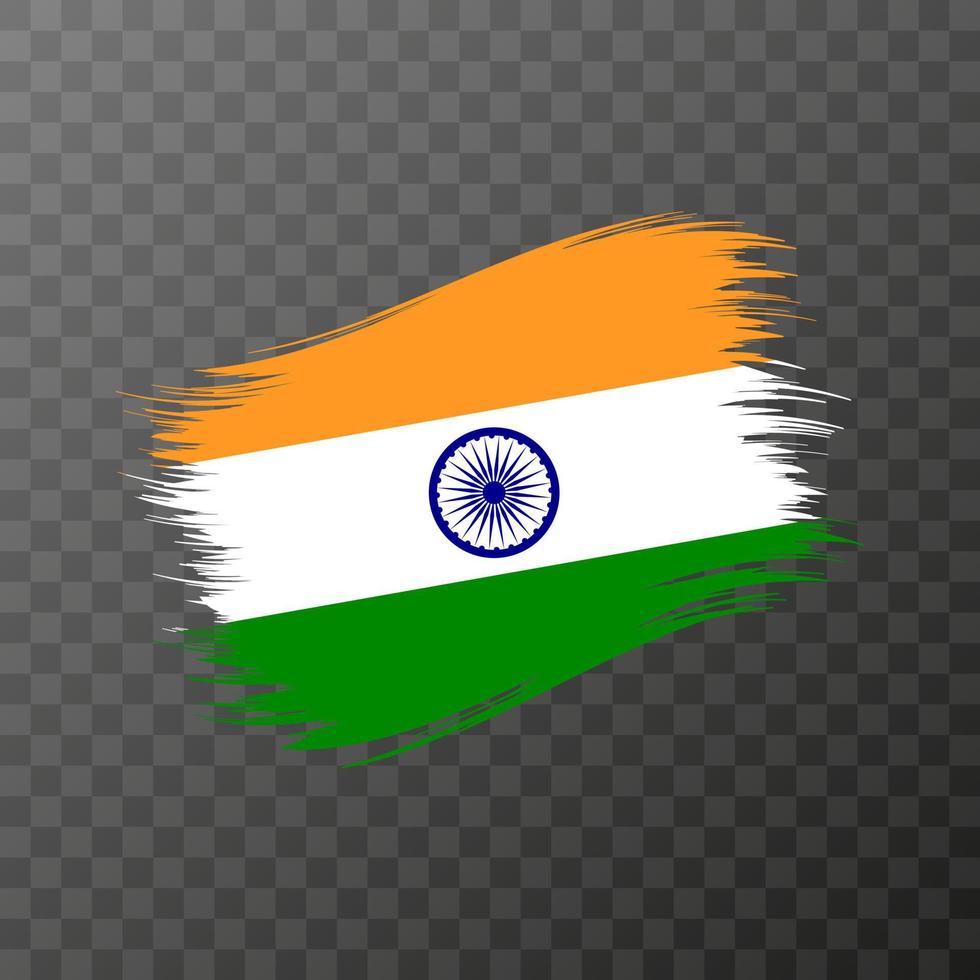 India national flag. Grunge brush stroke. Vector illustration on transparent background.