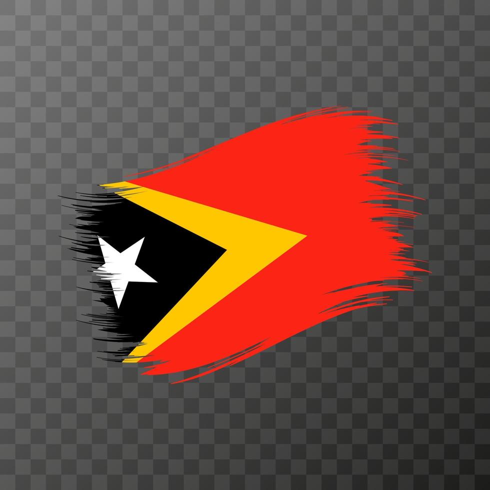 East Timor national flag. Grunge brush stroke. Vector illustration on transparent background.