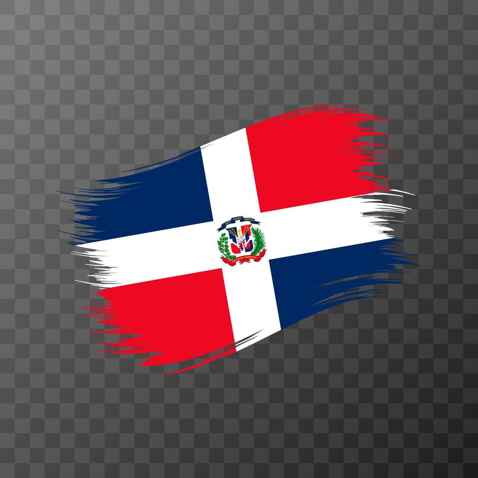 Dominican Republic national flag. Grunge brush stroke. Vector illustration on transparent background.
