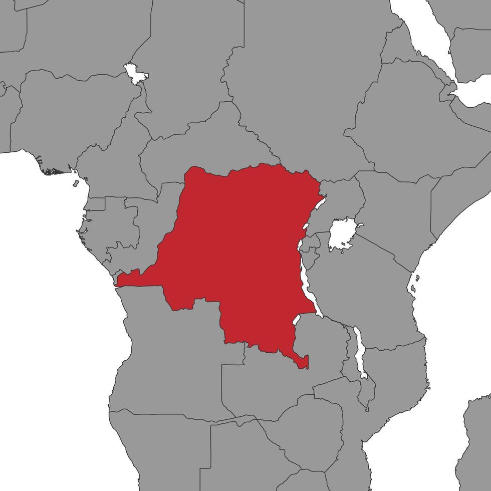 Democratic Republic of the Congo on world map. Vector illustration.