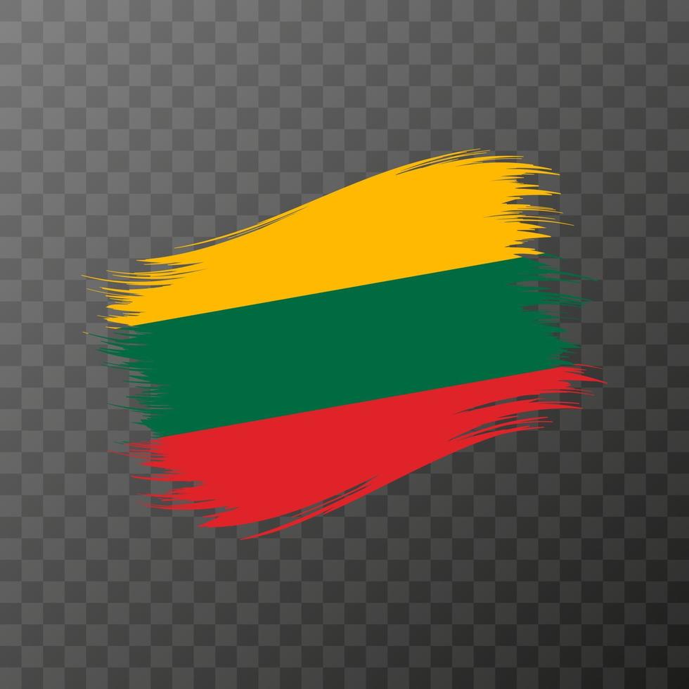 Lithuania national flag. Grunge brush stroke. Vector illustration on transparent background.