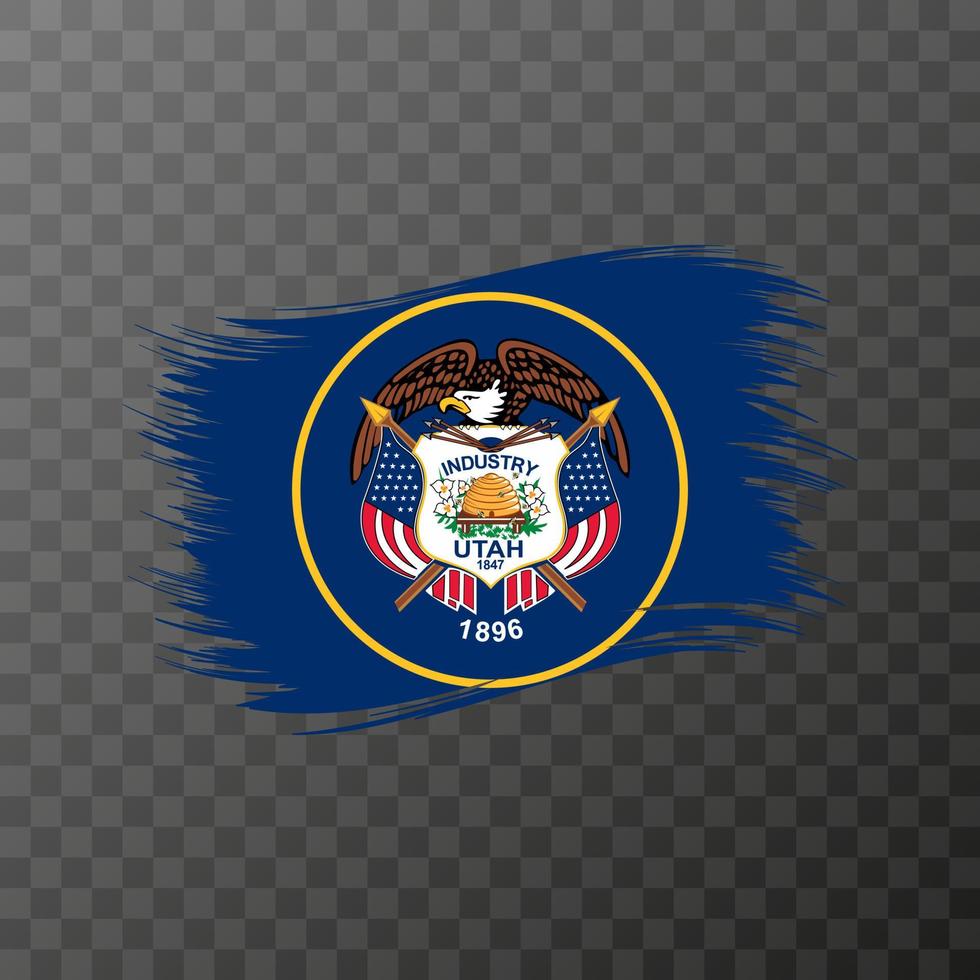 Utah state flag in brush style on transparent background. Vector illustration.