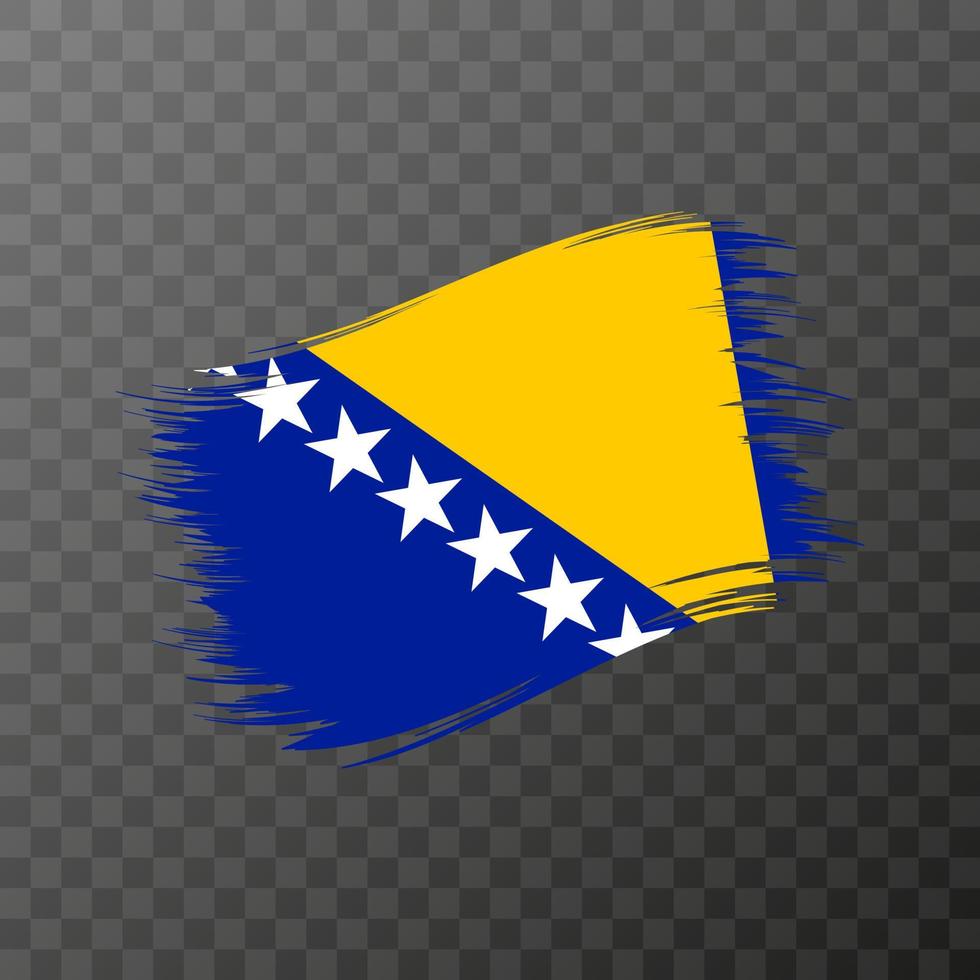 Bosnia and Herzegovina national flag. Grunge brush stroke. Vector illustration on transparent background.