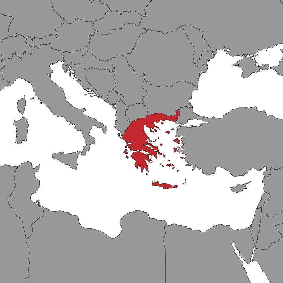 Greece on world map. Vector illustration.