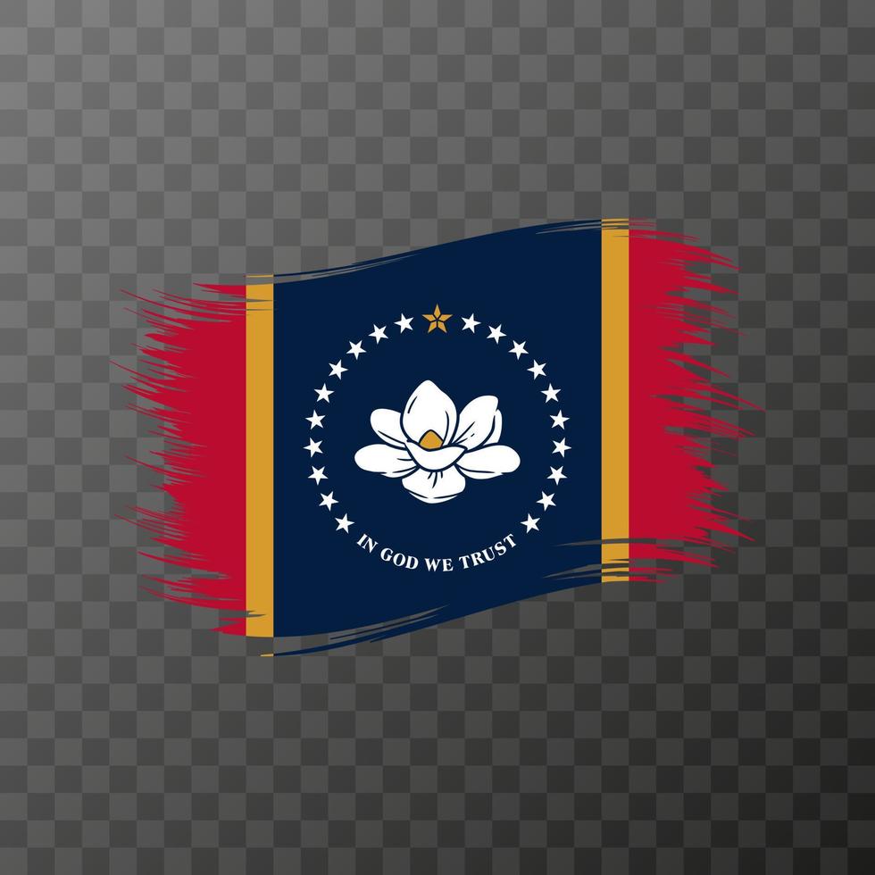 bandera del estado de mississippi en estilo de pincel sobre fondo transparente. ilustración vectorial vector