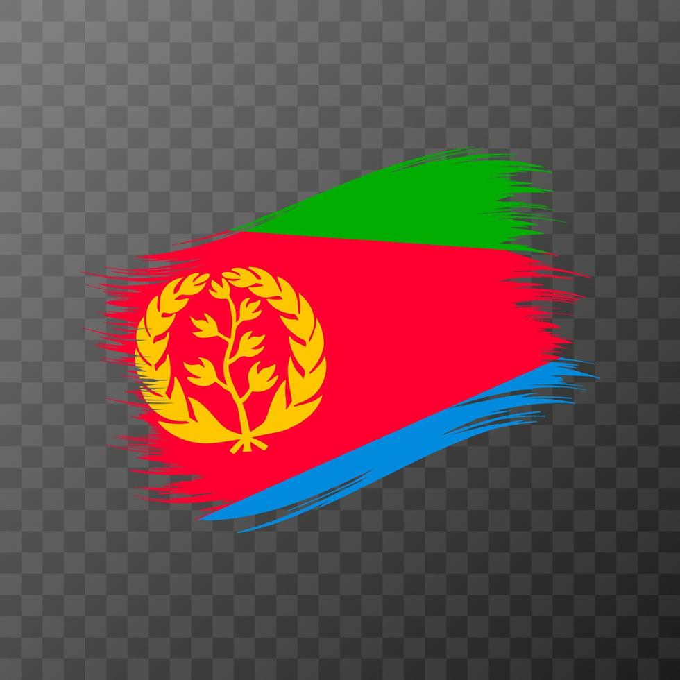 Eritrea national flag. Grunge brush stroke. Vector illustration on transparent background.