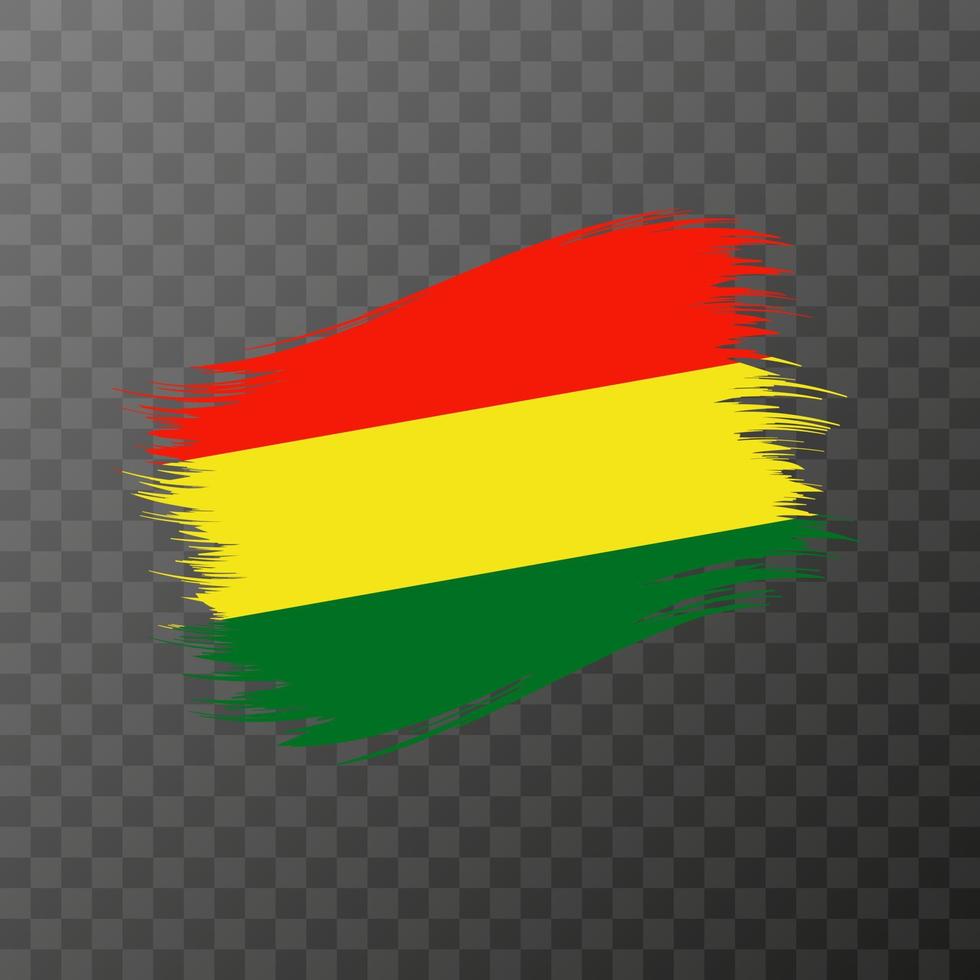 Bolivia national flag. Grunge brush stroke. Vector illustration on transparent background.