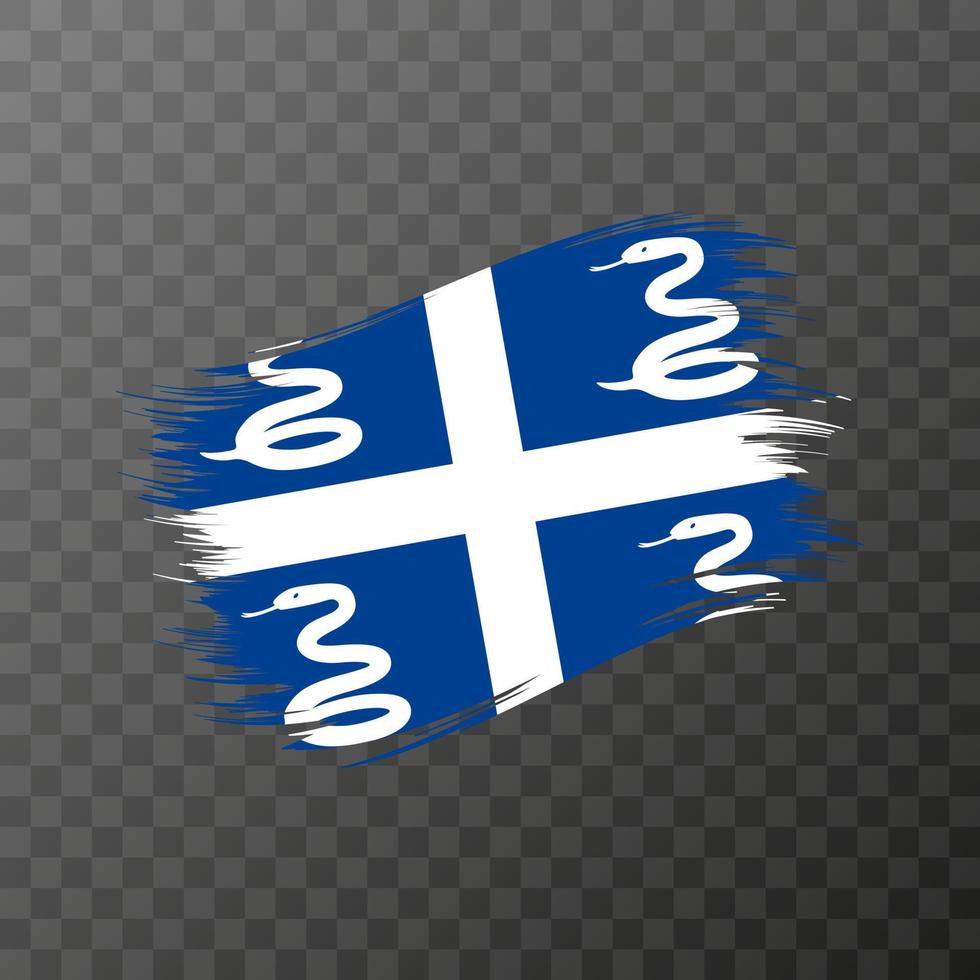 Martinique national flag. Grunge brush stroke. Vector illustration on transparent background.
