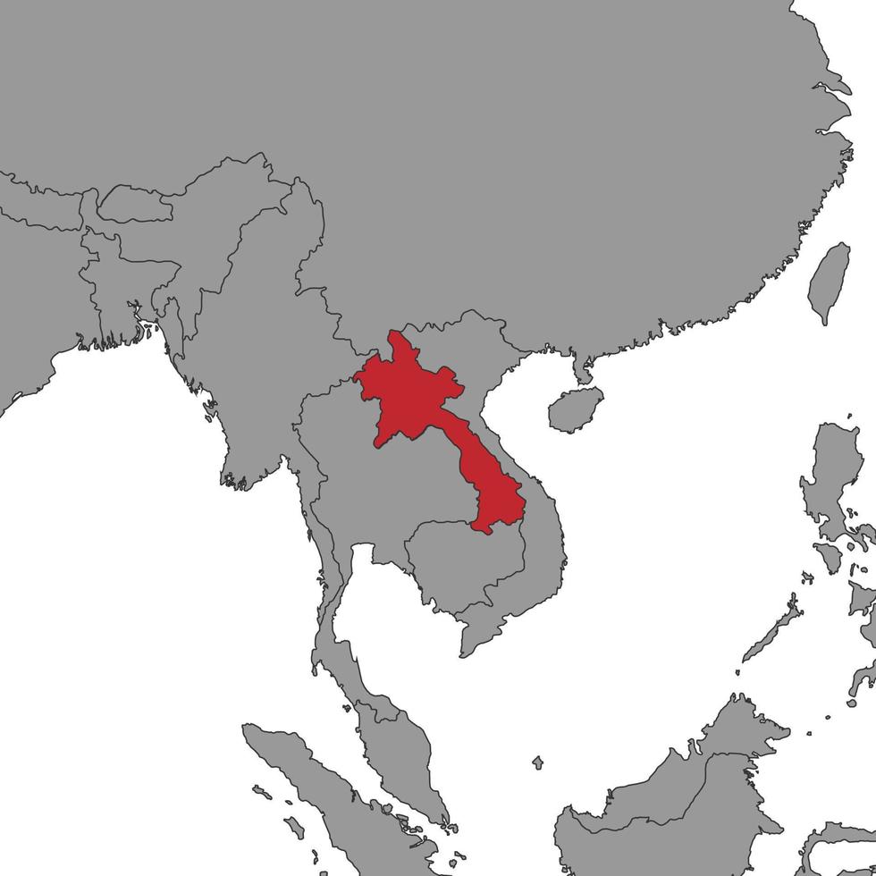Laos on world map. Vector illustration.