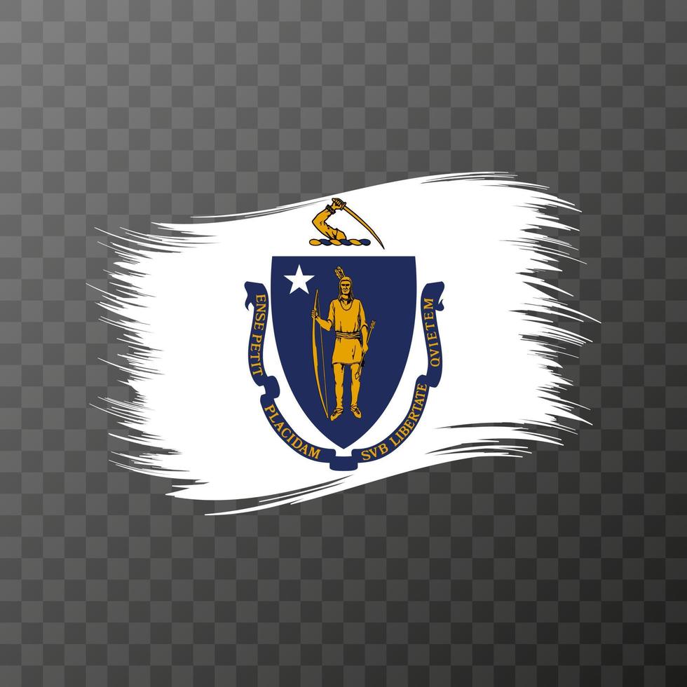 Massachusetts state flag in brush style on transparent background. Vector illustration.