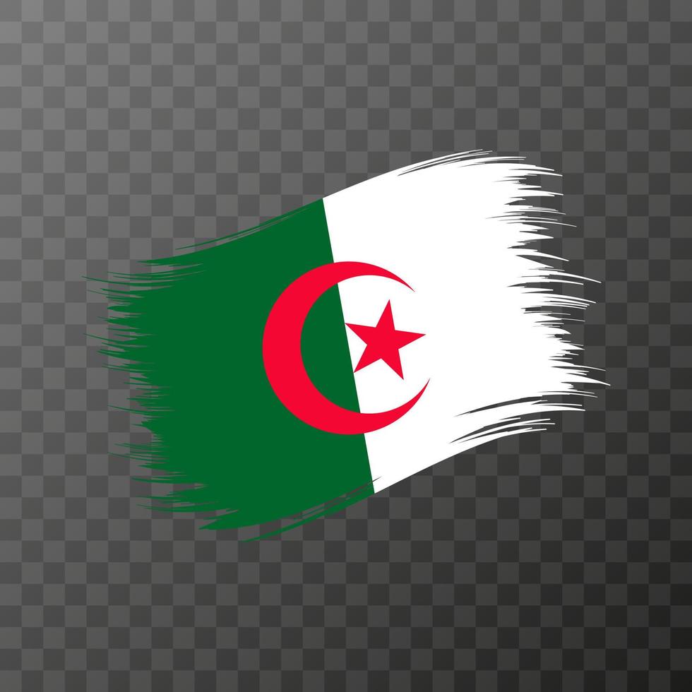 Algeria national flag. Grunge brush stroke. Vector illustration on transparent background.