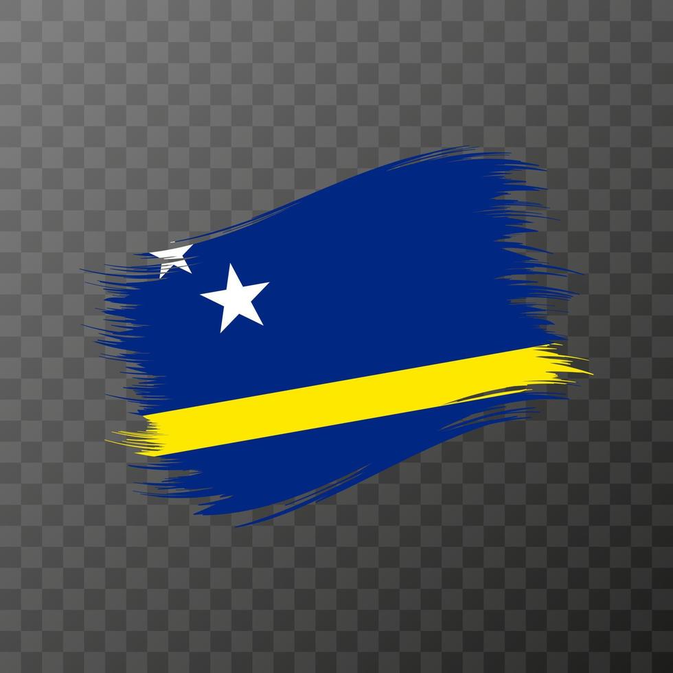 Curacao national flag. Grunge brush stroke. Vector illustration on transparent background.