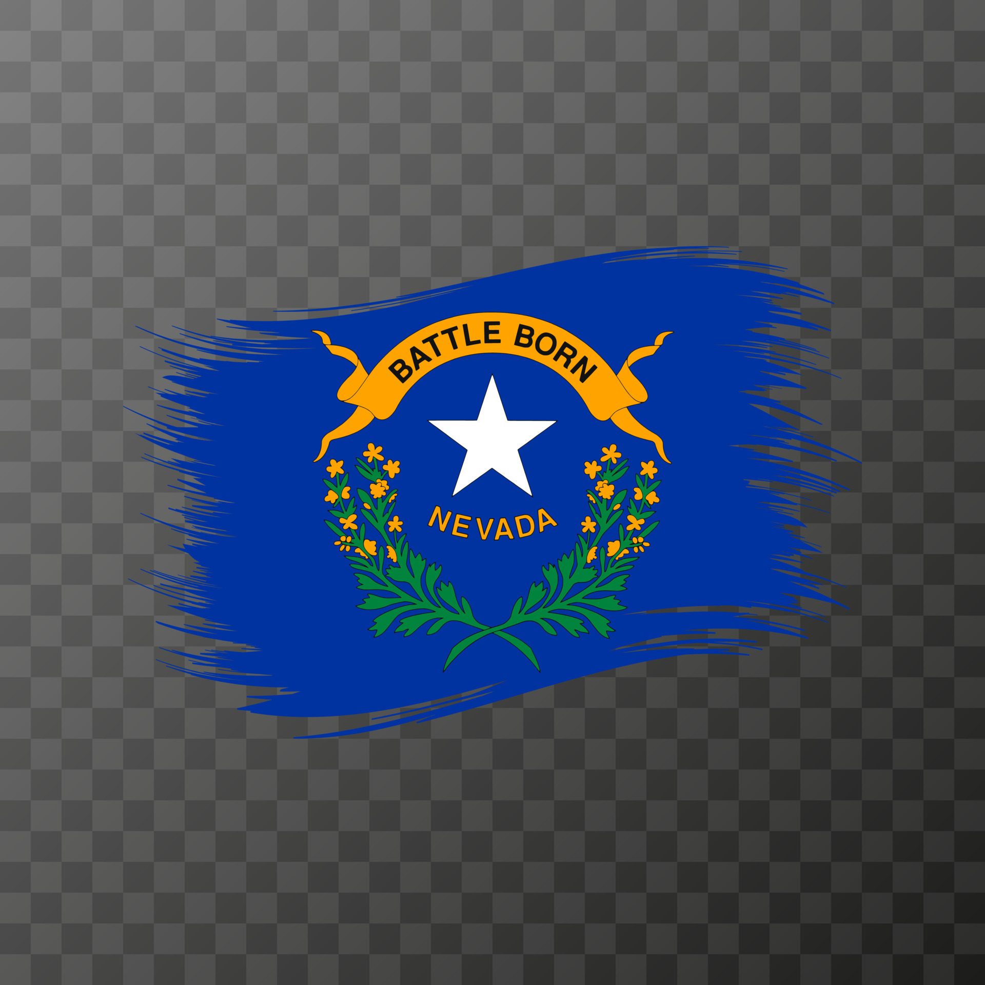 Nevada state flag in brush style on transparent background. Vector