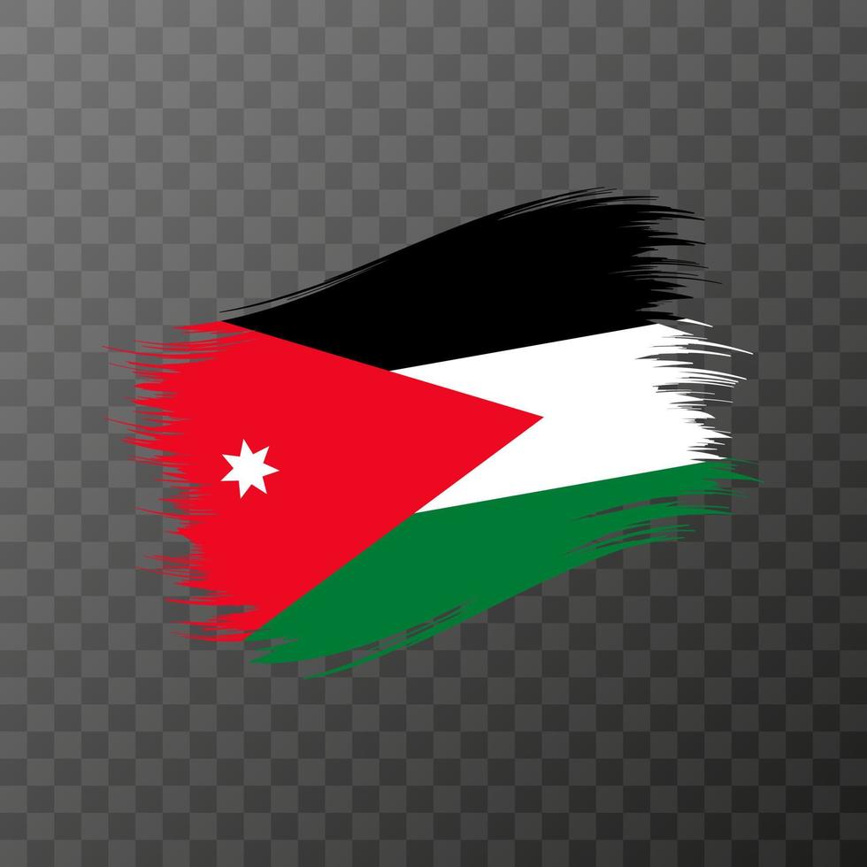 Jordan national flag. Grunge brush stroke. Vector illustration on transparent background.