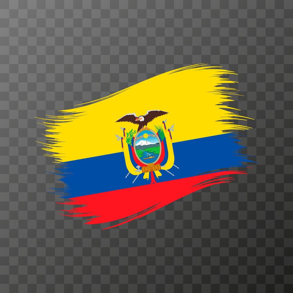 Ecuador national flag. Grunge brush stroke. Vector illustration on transparent background.