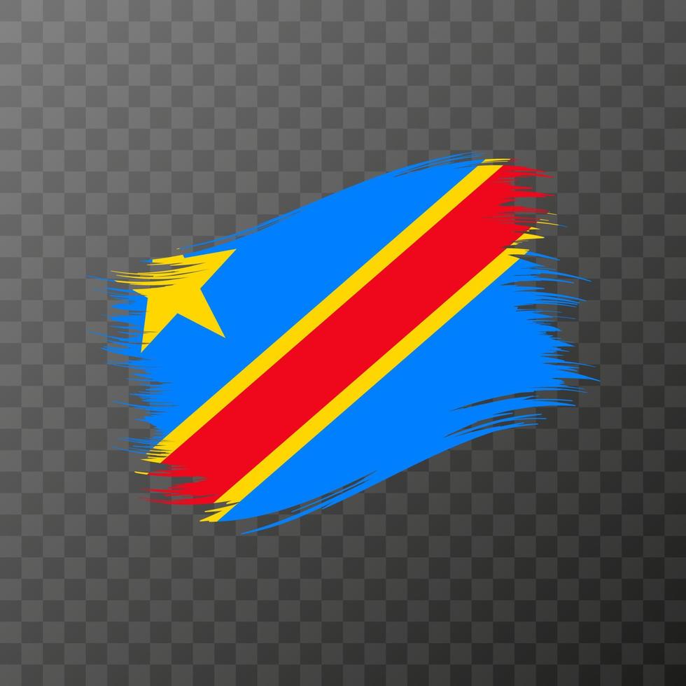 república democrática del congo bandera nacional. trazo de pincel grunge. ilustración vectorial sobre fondo transparente. vector