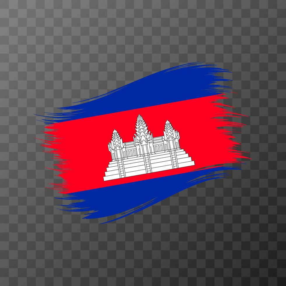 Cambodia national flag. Grunge brush stroke. Vector illustration on transparent background.