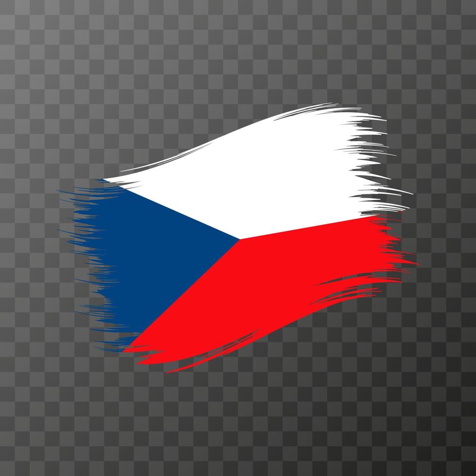 Czech Republic national flag. Grunge brush stroke. Vector illustration on transparent background.