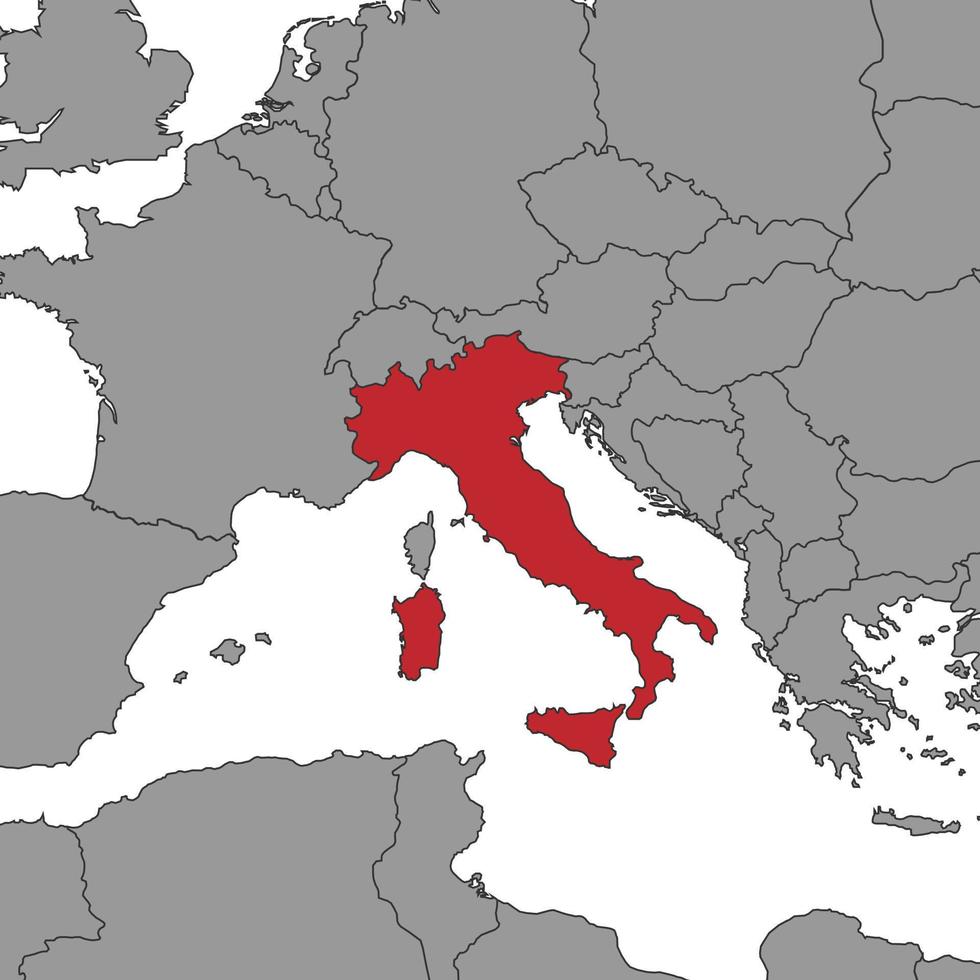 Italy On World Map Vector Illustration 16466930 Vector Art At Vecteezy Italy On World Map Illustration Vector