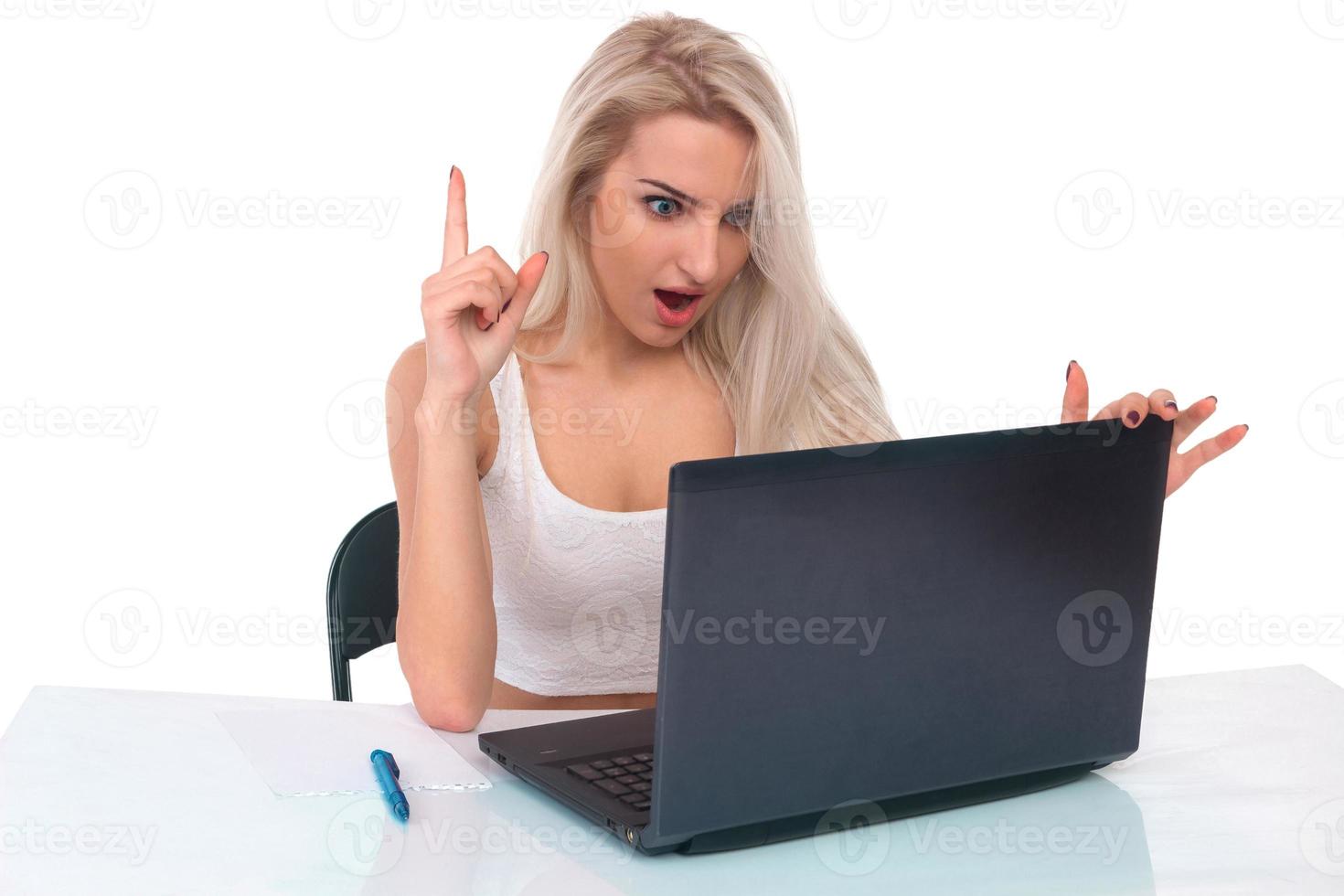 Girl with laptop photo