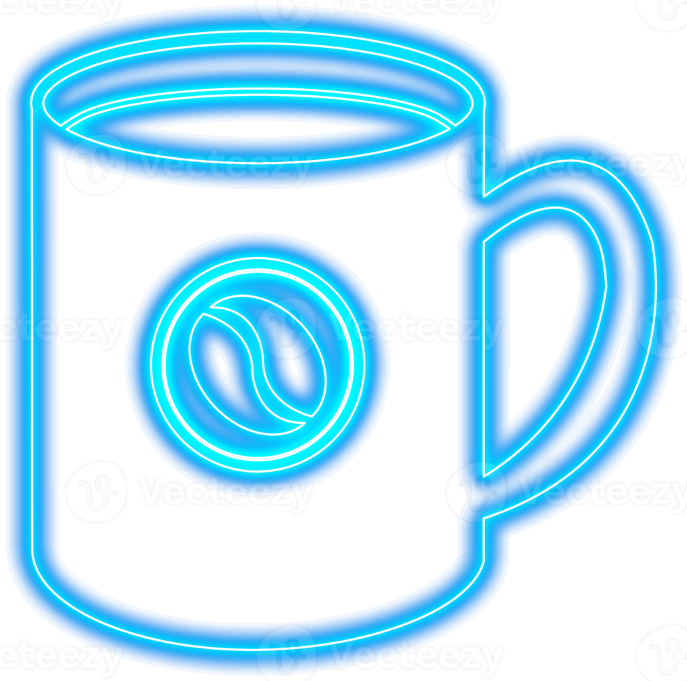 Glowing Neon Coffee Mug Icon Symbol Transparent PNG