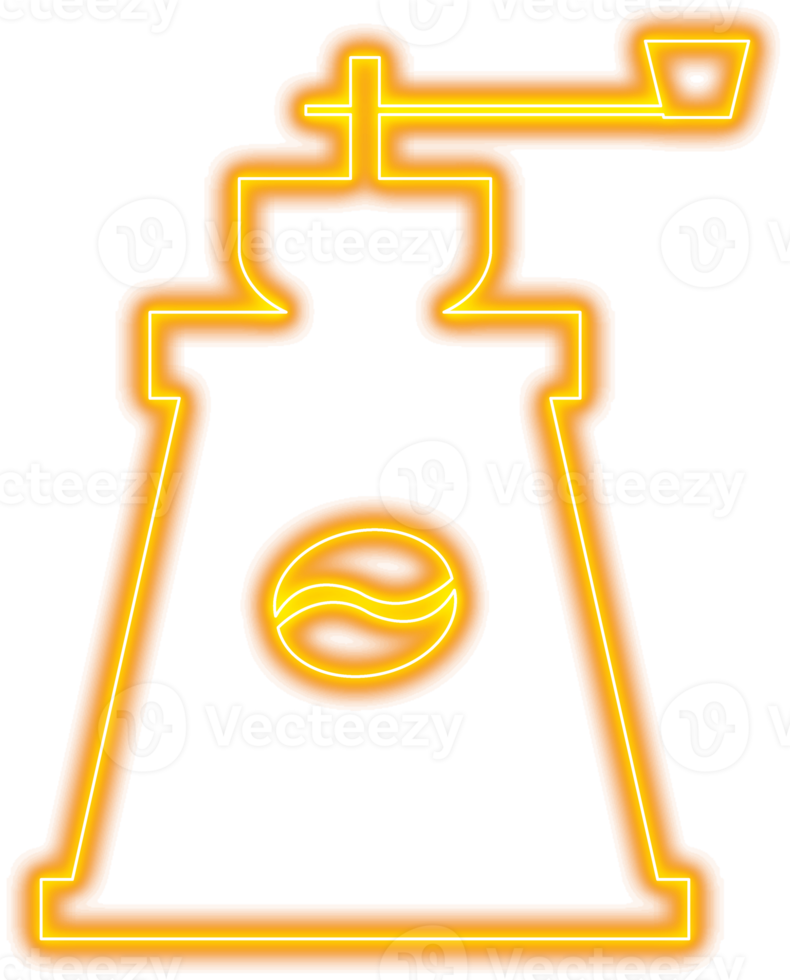 symbole d'icône d'échelle de café au néon rougeoyant transparent png