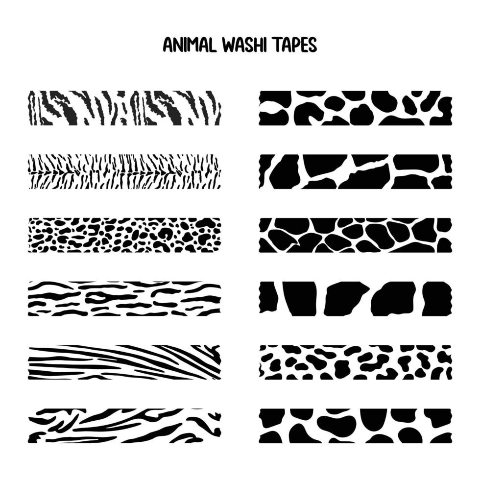 Set of a decorative washi tape. Vector illustration of blue pattern washi tape.