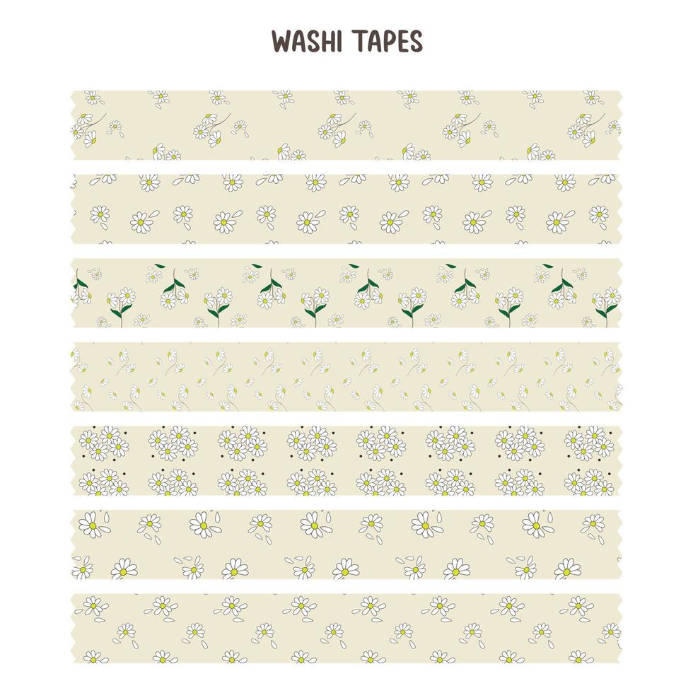 Set of a decorative washi tape. Vector illustration of blue pattern washi tape.